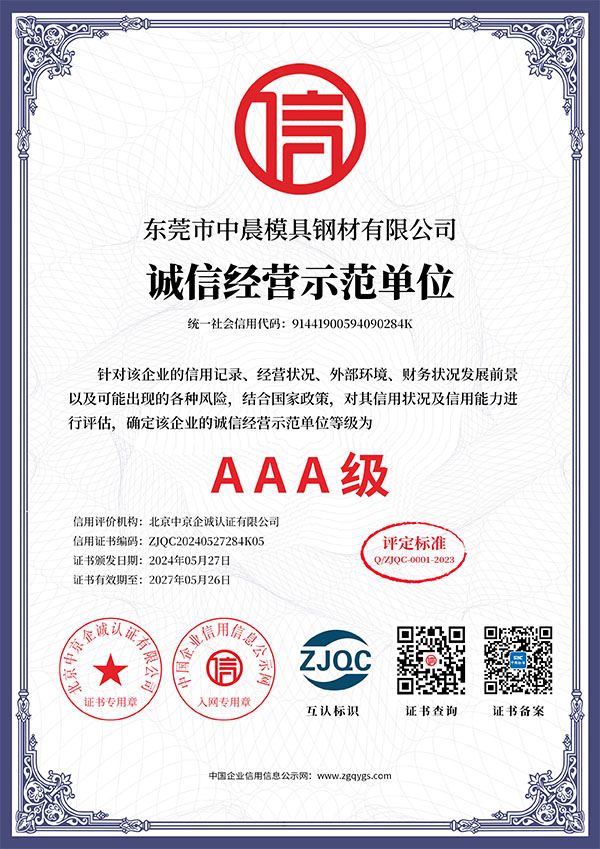 诚信经营示范单位